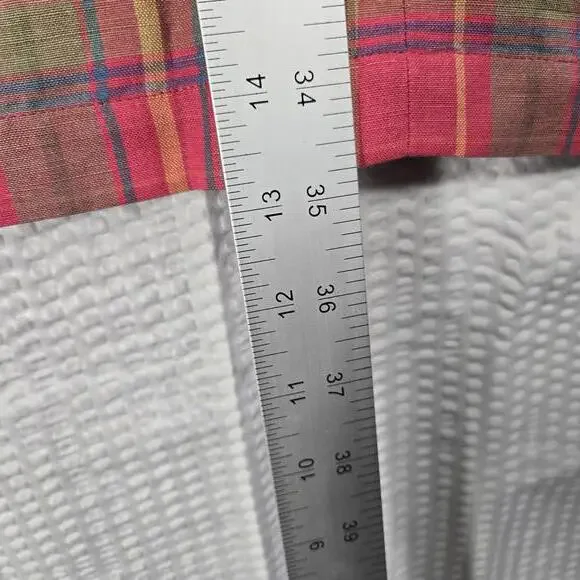 GAP Vintage Plaid Linen Maxi Skirt Red Pink Yellow Button Side Split Size 6 - Picture 6 of 9